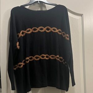 Elegant Black and Brown Women's Long Sleeve sweater